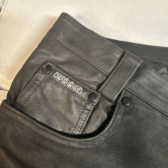 Harro Mens Black Leather Motorcycle Trousers | Vintage Protective Biker Gear VTG - Picture 10 of 11